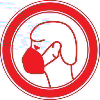 Vector sign, sticker. Wear a mask, do not enter without a medical mask. Prohibition sign. Stop coronavirus