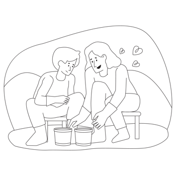 Mother and Child Gardening Together Mothers Day Outline 2D Illustrations png