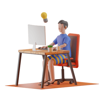 Man Working From Home and Have Idea 3D Illustrations png