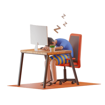 Man Was Working and Overslept WFH 3D Illustrations png