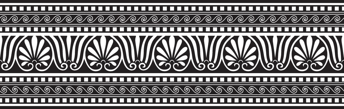 Vector monochrome classic seamless european national ornament. Ethnic pattern of the Romanesque peoples. Border, frame of ancient greece, roman empire.