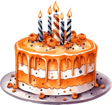 Halloween cake watercolor illustration. AI Generated png