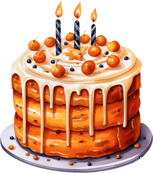 Halloween cake watercolor illustration. AI Generated png