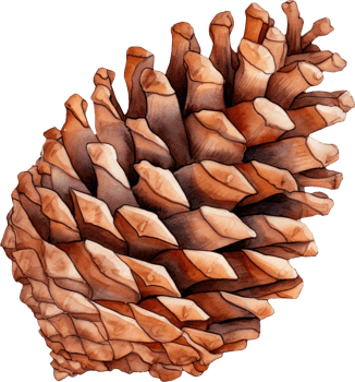 Pinecone watercolor illustration. AI Generated png
