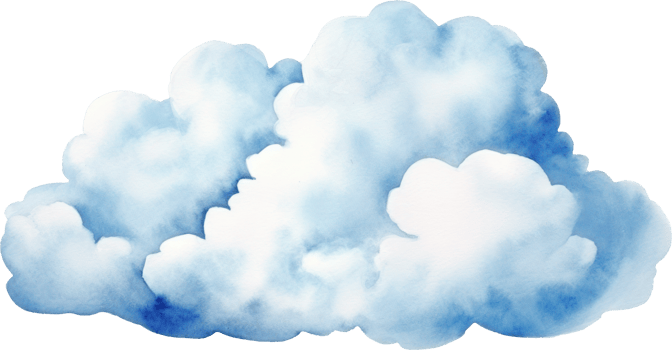 Soft cloud watercolor illustration. AI Generated png