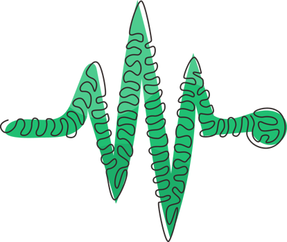 Single continuous line drawing Heartbeat icon. Heart beat monitor pulse. Heartbeat lone, cardiogram. Beautiful healthcare, medical. Swirl curl style. One line draw graphic design illustration png