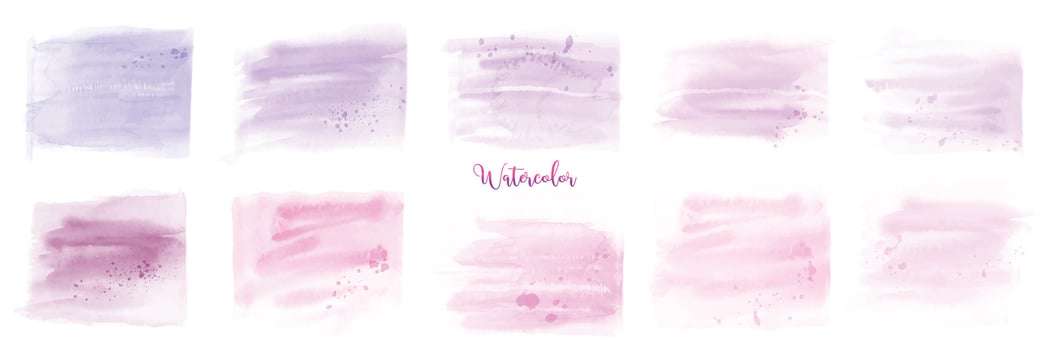 Hand painted pink purple pastel watercolor set vector