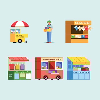 Street Vendor Variety Collection Set vector