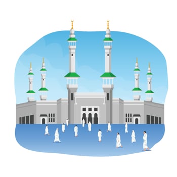 Pilgrimage In Front Of Masjidil Al Haram vector
