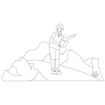 Hiking Hills Nature Outdoor Outline 2D Illustrations png