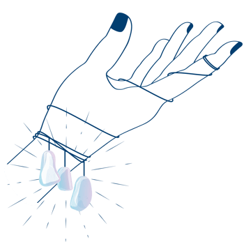 Line Art Boho Hand Holding Blue Shining Crystal. Not AI png