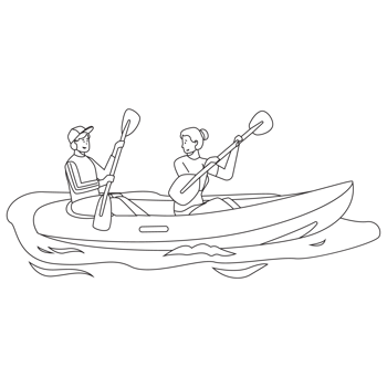 Inflatable Boat Outdoor Adventure Outline 2D Illustrations png