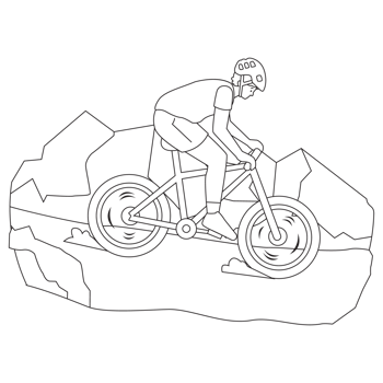 Down Hill Outdoor Adventure Outline 2D Illustrations png