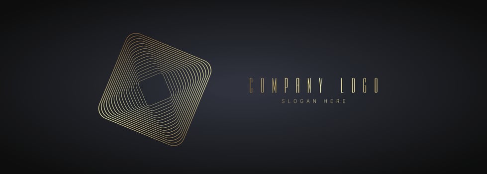 golden rectangles Logo, vector trade mark for company on dark background, vector templates