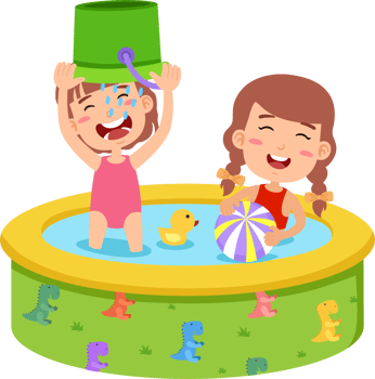 kids playing in inflatable pool png