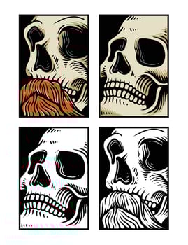 hand drawn skull head, engraving skull, design skull set, collection skull head, black and white illustration vector