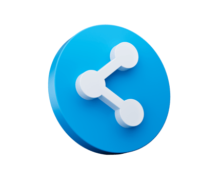 Share icon 3d isometric isolated. Blue Round shape Web Design Graphic. Notification Icon 3d illustration png