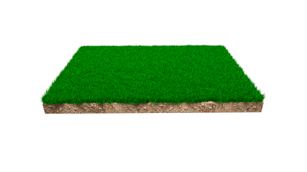 Square soil land geology cross section with green grass, earth mud cut away isolated 3D Illustration png