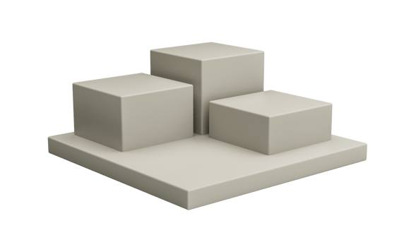 Three Steps Cube Podium. White Platform Or Backdrop With Empty Space For Display. Web Pages Template For Products. 3D rendering png