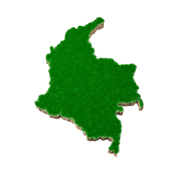 Colombia map soil land geology cross section with green grass 3d illustration png