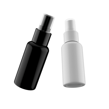 Blank black and white deodorant bottle mock up set Empty spreader flacon with transparent cap mock up. Clear healthcare plastic phial with disinfection liquid mockup template 3d illustration png