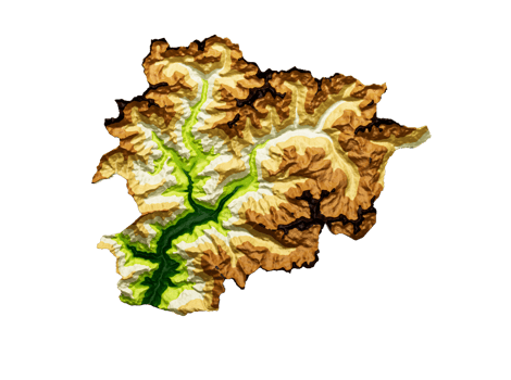 Andorra Map Shaded relief Color Height map  3d illustration png