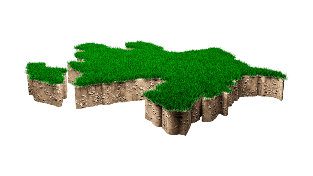 Azerbaijan map soil land geology cross section with green grass 3d illustration png