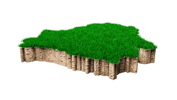 Belarus Map soil land geology cross section with green grass and Rock ground texture 3d illustration png