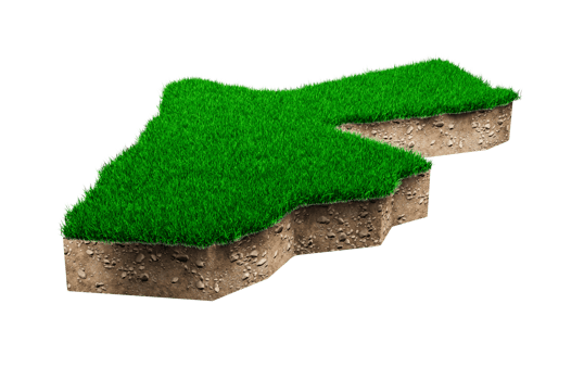 Jordan map soil land geology cross section with green grass 3d illustration png