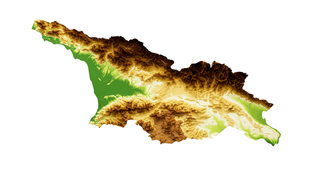 Georgia Map Shaded relief Color Height map 3d illustration png