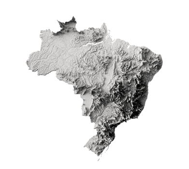 Relief map of Brazil Grey Color Modern minimal Map 3d illustration png