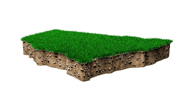 New South Wales Map soil land geology cross section with green grass and Rock ground texture 3d illustration png