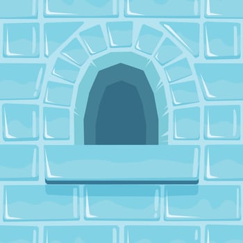 Ice Brick Wall Tile With Embrasure Texture, Aged Old  Blue Background, Square Seamless Pattern vector