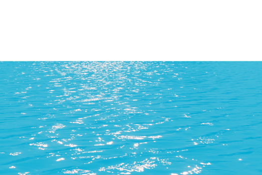 Blue water with ripples on the surface. Defocus blurred transparent blue colored clear calm water surface texture with splashes and bubbles. Water waves with shining pattern texture background. png