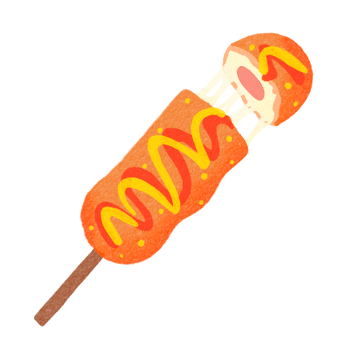 Korean Street Food Hotdog CornDog Gamja Decoration Hand Drawn Illustration Doodles png