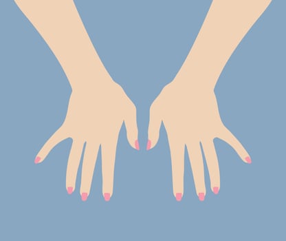 Hand drawn female hands with painted nails. Hands with manicure. Vector illustration