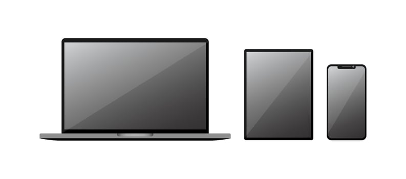Laptop Tablet Smartphone Glossy Display Vector Illustration Set