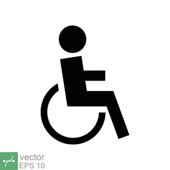 Handicapped patient icon. Simple solid style. Linear style sign, wheelchair, handicap, pictogram, stick, medicine, hospital concept. Glyph vector illustration isolated on white background. EPS 10.