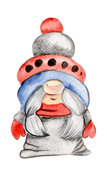 Watercolor scandinavian Christmas gnome. Christmas decoration and characters. png