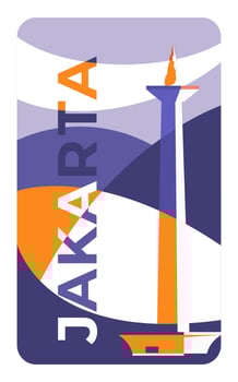 Jakarta city card vector