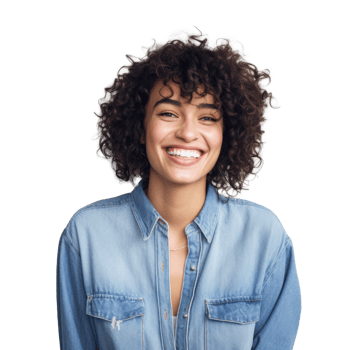 Woman in denim dress isolated png