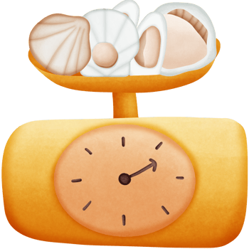 a cartoon shellfish on a scale isolated on transparent background png