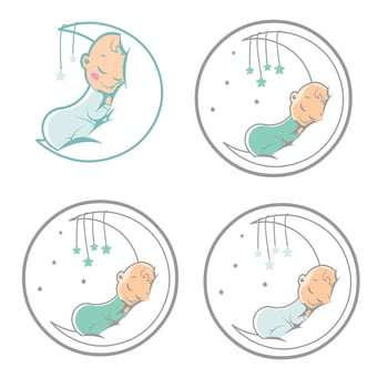 set baby sleep logo vector