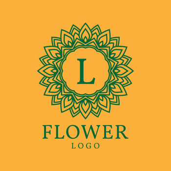 flower frame letter L initial vector logo design