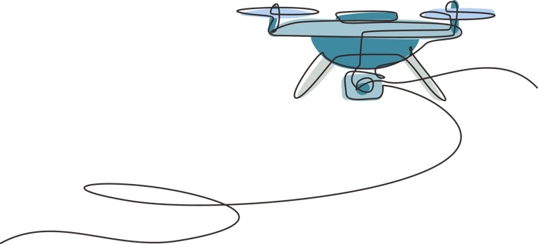 Continuous one line drawing remote control air drone. Drone flying with action video camera. Drone photography and drone video created. Quadcopter with camera. Single line draw design graphic png