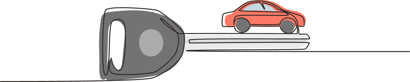 Continuous one line drawing car keys logo design template. Sale, lease and purchase of cars. Car rental concept. Suitable for vehicle business. Single line draw design graphic illustration png