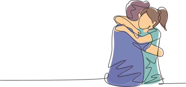 Single continuous line drawing girl is hugging boy with smile. Happy man hugging and embracing woman. Couple dating characters. Happy family concept. One line draw graphic design illustration png