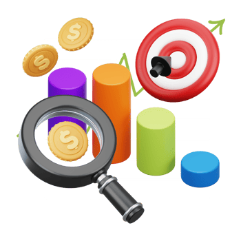 3D Chart with Business-related 3d elements. png