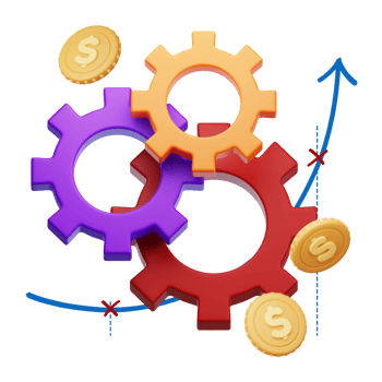 3D Chart with Business-related 3d elements. png