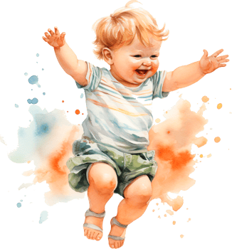 Watercolor dancing kid, happy boy dance, playing boy, watercolor clipart isolated on white background. png